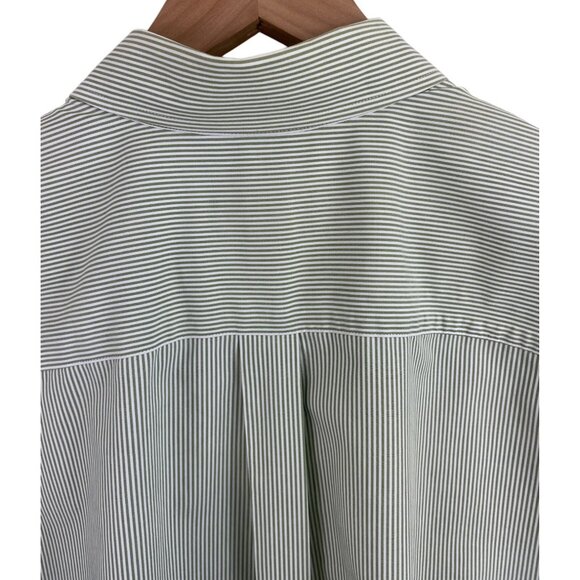 Eddie Bauer Relaxed Fit Men XL Green White Striped Short Sleeve Button Up Shirt - Picture 6 of 9